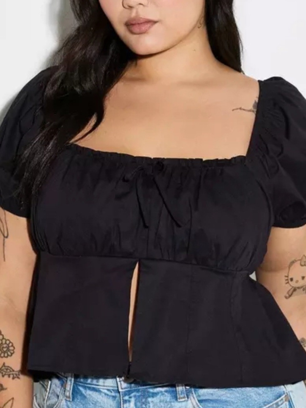 NWOT Torrid LoveSick Black Puff Sleeve Flyaway Top Size 2 (18/20)